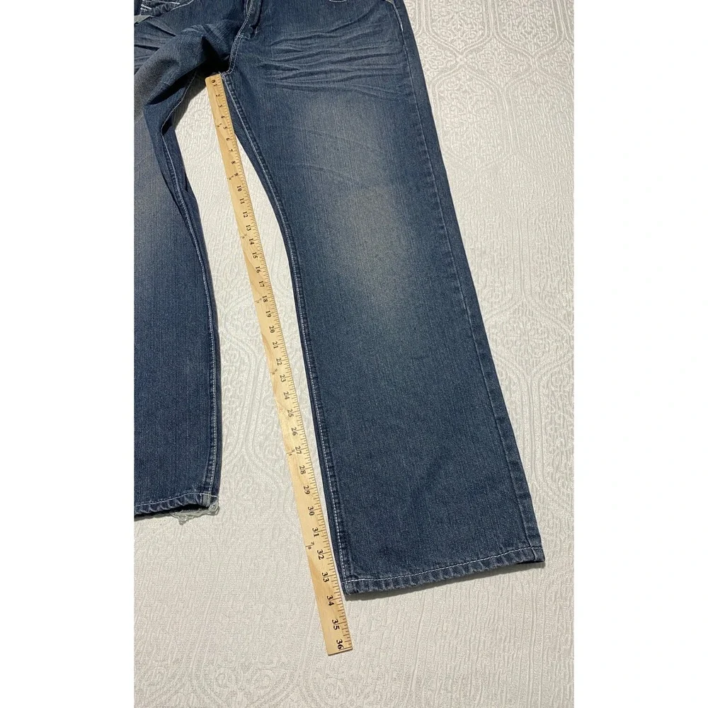 Mecca Men's‎ Straight Fit Blue Denim Jeans Size 40x34 Embroidered Pockets
